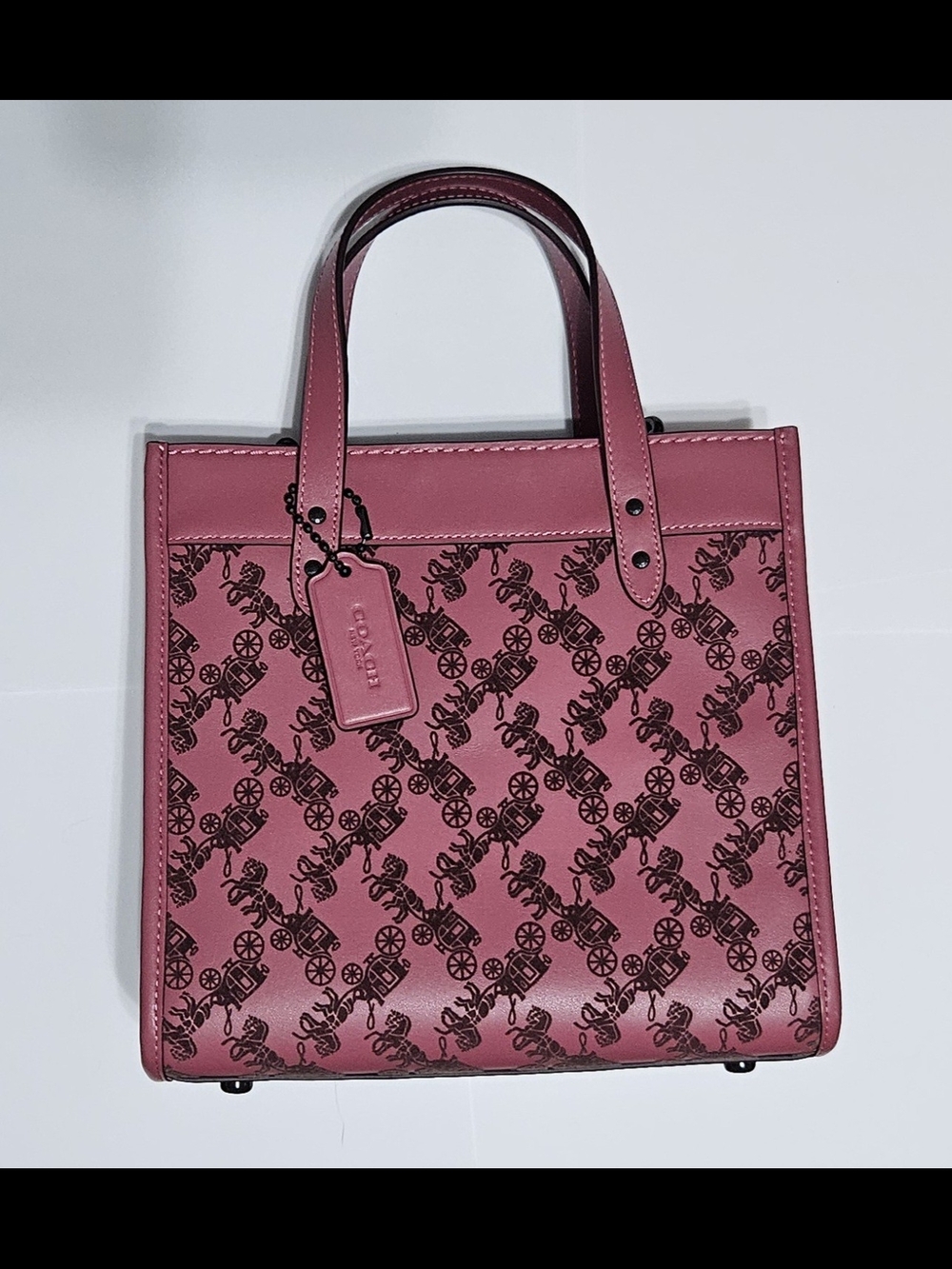 Coach Field Tote Bag 22 With Velvet Horse And Carriage in Rouge CD750 - Picture 5 of 16